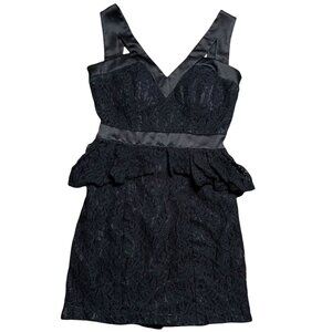 XOXO Dress Womens/Juniors Size 1/2 Black Lace Peplum